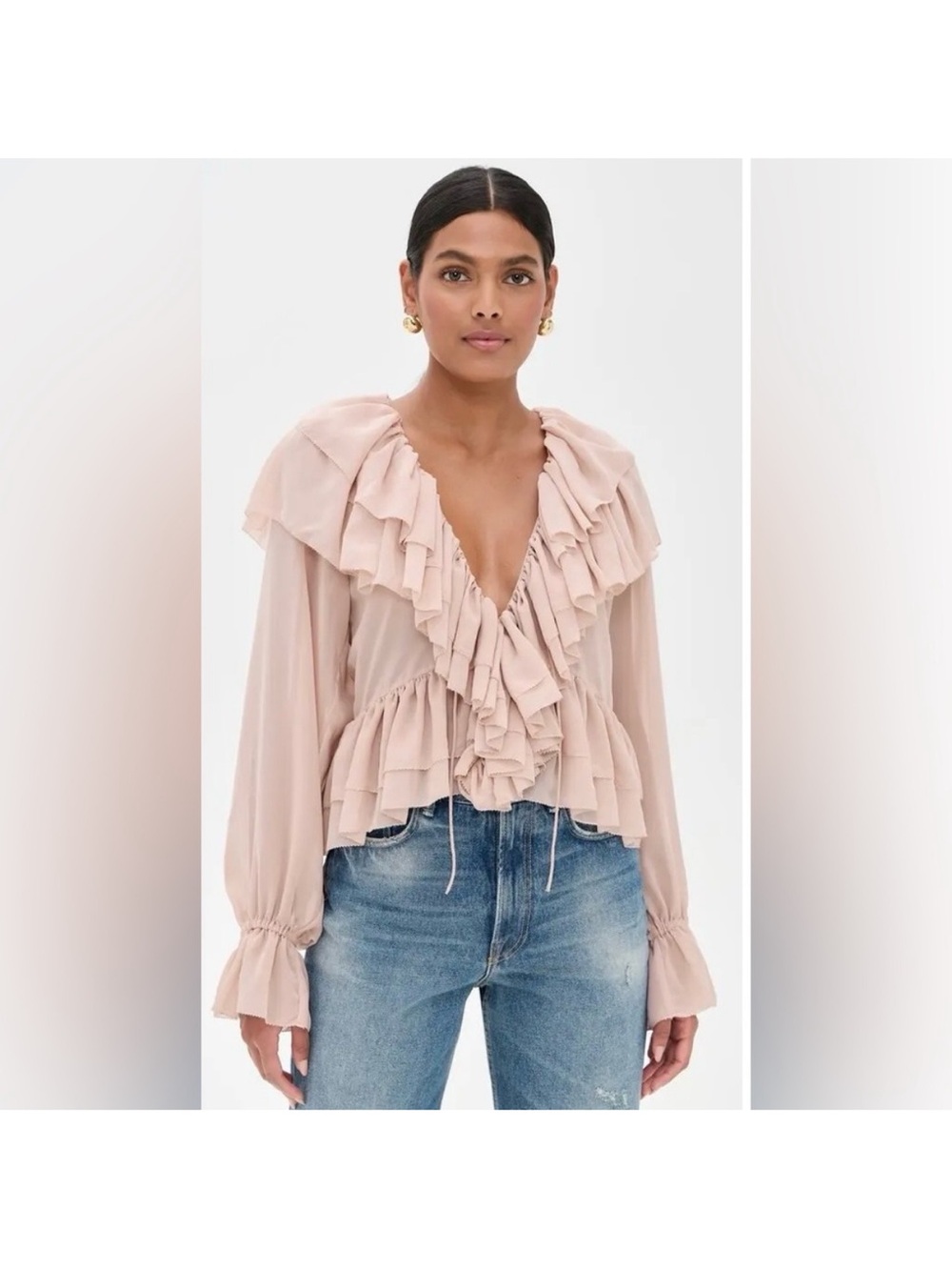 Torn by Ronny Kobo Cascading Ruffle Blouse
